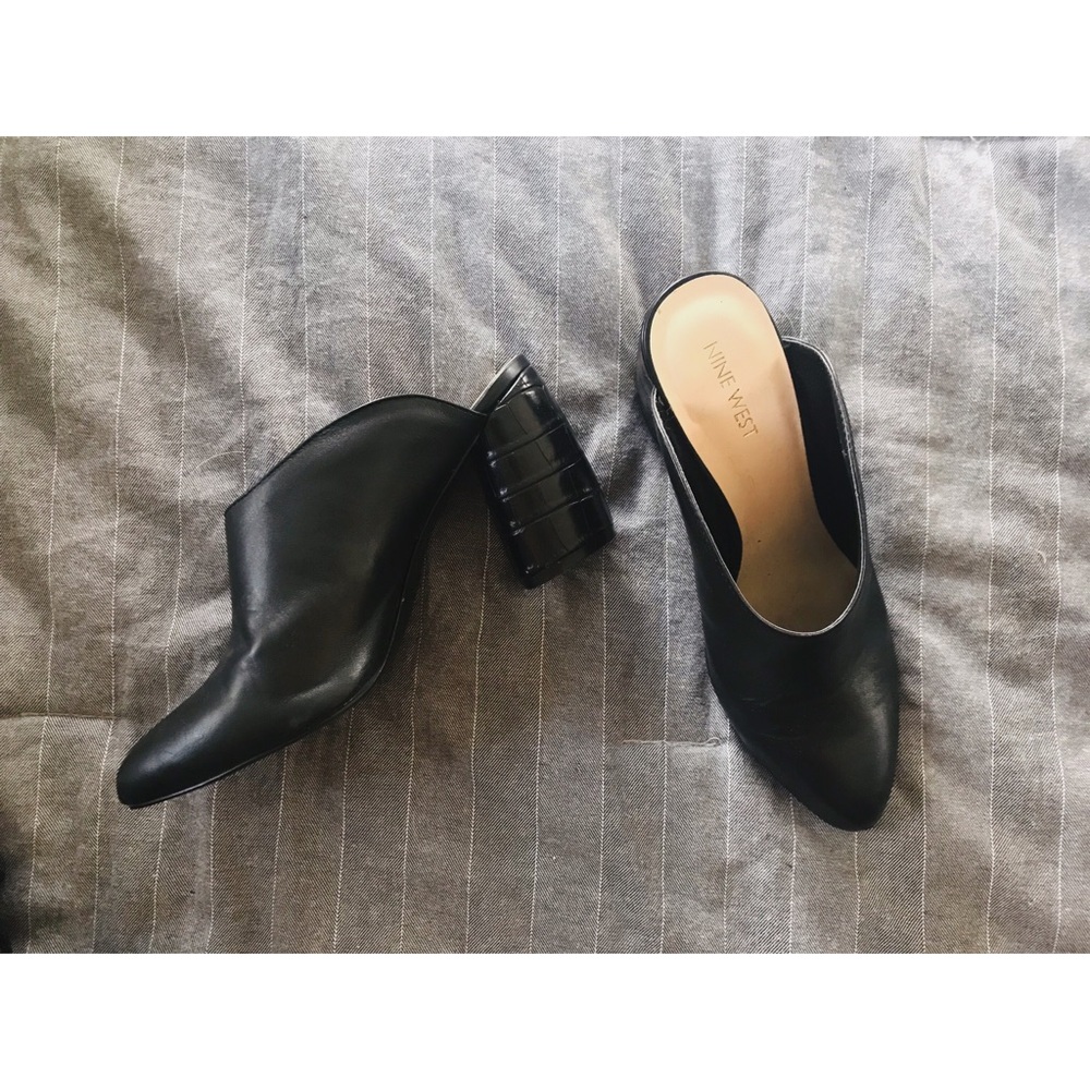 Nine West black leather heels